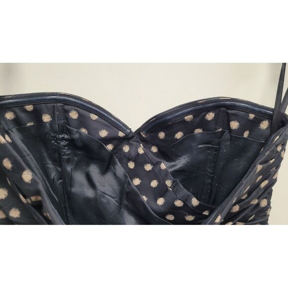 H&M Black Strapless Tube Dress Beige Polka Dots Ruched Bust Women's Size 6 - Picture 6 of 12